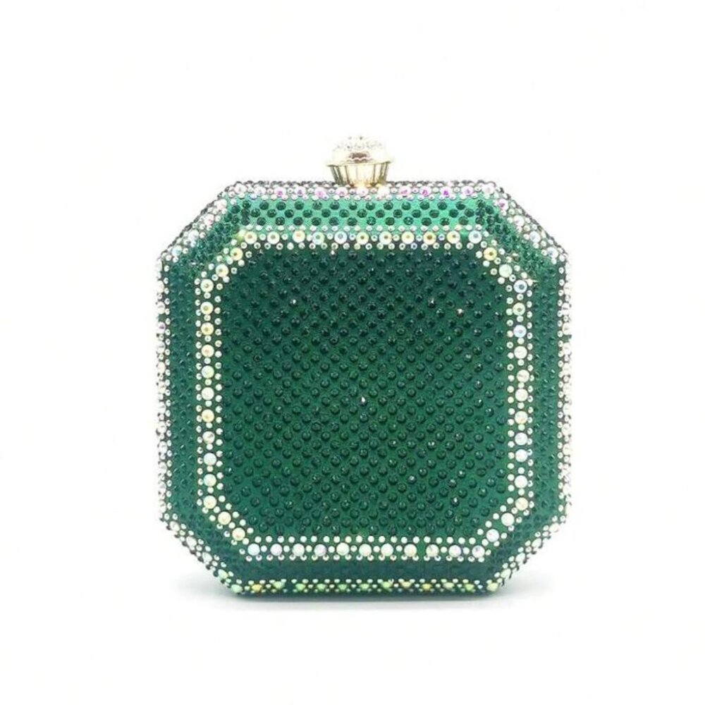 Emerald Green Rhinestone Handbag - Picture 9 of 9